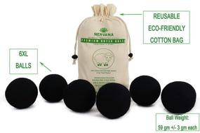 img 2 attached to 🧺 6 XL Premium Quality Black Organic Wool Dryer Balls - Reusable Natural Fabric Softener, 100% Hand Made with Fair-Trade New Zealand Merino Wool