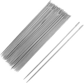 img 1 attached to 🧵 40 Pcs Silver Tone Metal Stitching Needles for Hand Sewing - 3.5 Inch Long - uxcell