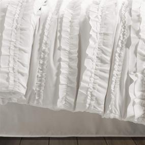 img 1 attached to 💎 Набор одеял Lush Decor Belle 4 Piece с обивкой в стиле Shabby Chic в белом цвете для королевской кровати с юбкой и 2 наволочками: Ощутите роскошь и элегантность в вашей спальне