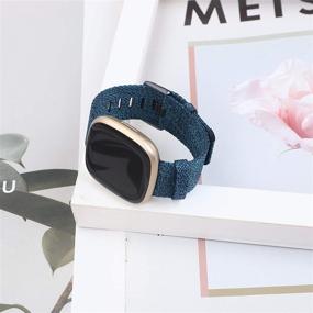 img 1 attached to KIMILAR Woven Band for Fitbit Versa 3 / Sense - Stylish and Breathable Strap for Women and Men