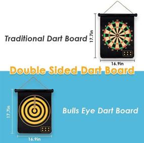 img 3 attached to 🎯 SasaAccueil 15'' Magnetic Safe Dart Board for Kids and Adults - Double-Sided Dartboard with 12 Darts