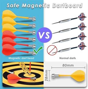 img 2 attached to 🎯 SasaAccueil 15'' Magnetic Safe Dart Board for Kids and Adults - Double-Sided Dartboard with 12 Darts