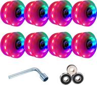 🛹 feitianniu 8-piece pbg / 4-piece rbg luminous wheels with 32x58mm bearings for enhanced outdoor skateboarding, skating, and roller-skating experience (pink, blue, green) logo