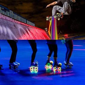 img 3 attached to 🛹 FeiTianNiu 8-Piece PBG / 4-Piece RBG Luminous Wheels with 32x58mm Bearings for Enhanced Outdoor Skateboarding, Skating, and Roller-skating Experience (Pink, Blue, Green)