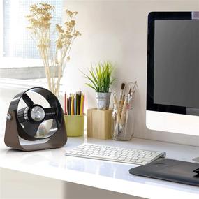 img 3 attached to 🌬️ Stay Cool with the Sharper Image SBS2-SI Medium USB Fan: Soft Blade Technology, Touch Control, Quiet Operation, 3 Adjustable Speeds, Black/Walnut Design