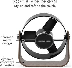 img 1 attached to 🌬️ Stay Cool with the Sharper Image SBS2-SI Medium USB Fan: Soft Blade Technology, Touch Control, Quiet Operation, 3 Adjustable Speeds, Black/Walnut Design