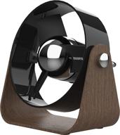 🌬️ stay cool with the sharper image sbs2-si medium usb fan: soft blade technology, touch control, quiet operation, 3 adjustable speeds, black/walnut design логотип