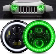 7-дюймовые led-фары beeyeo с хало - высокопроизводительные зеленые фары для wrangler jk tj lj cj - включает в себя drl, поворотный сигнал, ближний/дальний свет и адаптер h4 h13 (2 шт) логотип