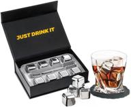 premium stainless steel whiskey stones - 8 pcs reusable ice cubes for scotch and bourbon, ideal gift set for men - christmas and new year's holiday gift логотип