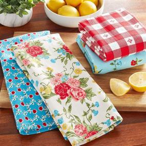 img 1 attached to The Pioneer Woman Sweet Rose Kitchen Towels: 4-Piece Set for Stylish and Practical Kitchen Cleanup