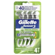 🪒 gillette sensor3 sensitive men's disposable razor, pack of 4 razors logo