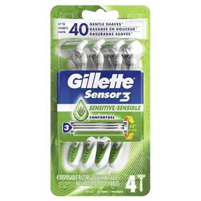 img 4 attached to 🪒 Gillette Sensor3 Sensitive Men's Disposable Razor, Pack of 4 Razors