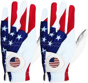 img 4 attached to 🏌️ Golf Gloves Men Left Hand Right with Ball Marker USA Flag - 2 Pack Leather Breathable Comfort: Size S M ML L XL