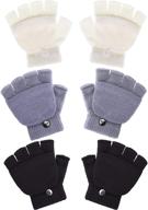перчатки-митенки без пальцев: стильные вязанные аксессуары для девочек логотип