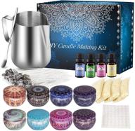 🕯️ aibrisk diy soy candle making kit - supplies including candle making pouring pot, wicks, sticker, holder, beeswax, tins, and spoon logo