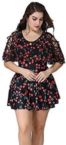 img 2 attached to 🍒 Wellwits Women's Plus Size Crisscross Flutter Sleeves Cherry Print Swimdress: An Elegant and Flattering Choice for Poolside Style