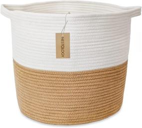 img 4 attached to 🧺 NESTOLOGY Large Woven Cotton Rope Basket - White, Jute, Tan - Perfect for Laundry, Nursery, and Storage Needs (14x16in, Beige)