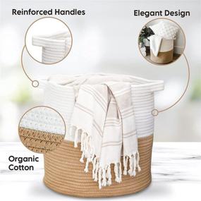 img 2 attached to 🧺 NESTOLOGY Large Woven Cotton Rope Basket - White, Jute, Tan - Perfect for Laundry, Nursery, and Storage Needs (14x16in, Beige)