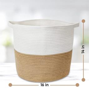 img 1 attached to 🧺 NESTOLOGY Large Woven Cotton Rope Basket - White, Jute, Tan - Perfect for Laundry, Nursery, and Storage Needs (14x16in, Beige)