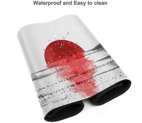 img 1 attached to 🖱️ XL Gaming Mouse Pad - Lake View with Red Sun Japanese Sumi E Ink Design - Extended Large Desk Mat - Stitched Edges - Non Slip Rubber Base - 31.5 X 11.8 Inch