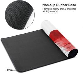 img 2 attached to 🖱️ XL Gaming Mouse Pad - Lake View with Red Sun Japanese Sumi E Ink Design - Extended Large Desk Mat - Stitched Edges - Non Slip Rubber Base - 31.5 X 11.8 Inch