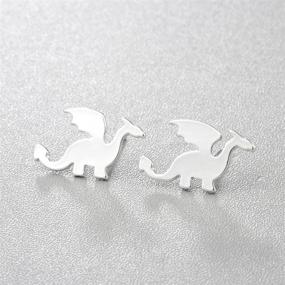 img 3 attached to 🐉 Hypoallergenic Stud Earrings: Chic Chengxun Dragon Outline in a Simple Plain Design - Abstract Jewelry