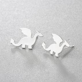 img 2 attached to 🐉 Hypoallergenic Stud Earrings: Chic Chengxun Dragon Outline in a Simple Plain Design - Abstract Jewelry