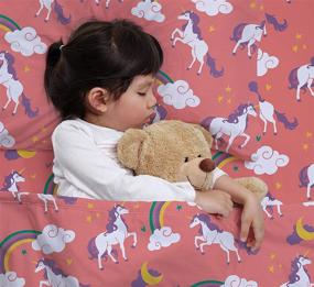 img 2 attached to 🦄 Castle and Clover Pink Unicorn Duvet Cover Set: Twin/Twin XL Size Bedding for Kids with Shams (No Comforter)