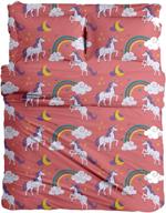 🦄 castle and clover pink unicorn duvet cover set: twin/twin xl size bedding for kids with shams (no comforter) logo