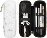 🖊️ marble pencil holder pencil case for apple pencil and pen accessories, protective carrying case with elastic strap sleeve and mesh pockets for airpods logo