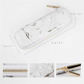 img 3 attached to 🖊️ Marble Pencil Holder Pencil Case for Apple Pencil and Pen Accessories, Protective Carrying Case with Elastic Strap Sleeve and Mesh Pockets for AirPods