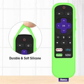 img 1 attached to 📺 3600R Чехол для пульта дистанционного управления TCL Roku TV Streaming Stick - силиконовый чехол для ударопрочного пульта дистанционного управления, универсальная антискользящая обложка (свечение зеленое)