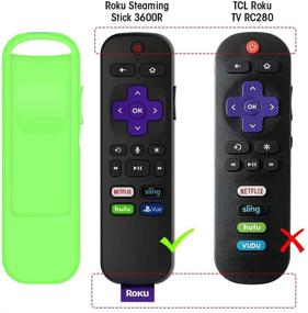 img 3 attached to 📺 3600R Чехол для пульта дистанционного управления TCL Roku TV Streaming Stick - силиконовый чехол для ударопрочного пульта дистанционного управления, универсальная антискользящая обложка (свечение зеленое)