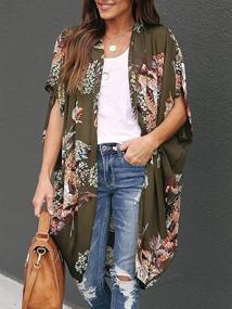 img 1 attached to Stylish Women's Floral 🌸 Kimono Cardigans: Trendy Sleeve Women's Clothing