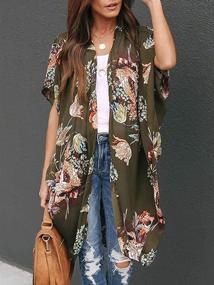 img 3 attached to Stylish Women's Floral 🌸 Kimono Cardigans: Trendy Sleeve Women's Clothing