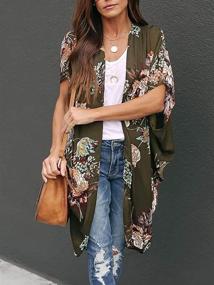 img 2 attached to Stylish Women's Floral 🌸 Kimono Cardigans: Trendy Sleeve Women's Clothing