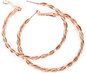 img 2 attached to 👂 Stylish Chunky Hoop Earrings - Fashionable Twisted Rope, Bamboo, Flattened Shield Oval Disc, Hollow Thick Tube Hoops