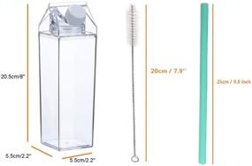 img 2 attached to 17oz - 1 Pack Clear Milk Carton Water Bottle: Creative Eco- Friendly Drinking Cup with Leakproof Design and 2 Silicone Straws (A - Clear 1)