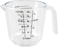 🔍 clear plastic measuring cup with handle and pour spout - home-x big number (1 1/2 cups) logo