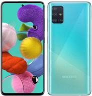 📱 samsung galaxy a51 a515f 128gb duos gsm unlocked phone with quad camera 48 mp + 12 mp + 5 mp + 5 mp (international variant/us compatible lte) - prism crush blue logo