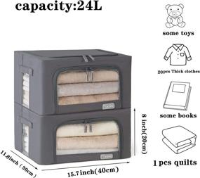 img 3 attached to 2 Pack Foldable Clothes Storage Bins - Stackable Frame Storage Box with Clear Window, Carrying Handles, and Oxford Fabric for Efficient Organization