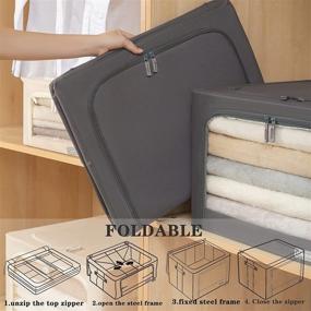 3Pack Frame Storage Box - Clothes Storage Bin Bags Oxford Fabric Foldable  Stackable Container Organizer Set with Clear Window & Carry Handles Large