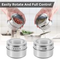 🧲 aiyola stainless-steel magnetic spice jars set of 12 with wall base - easy to clean, rust-free magnetic spice tins - includes 120 labeling stickers logo