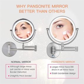 img 3 attached to 🪞 Pansonite LED Wall Mount Makeup Mirror: 10x Magnification, Double Sided, 360° Swivel, Adjustable Light-Brushed Finish