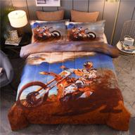 full size ntbed extreme sport comforter set with motorcycle off-road print - reversible motocross dirt bike quilt bedding sets for teen boys (blue) logo
