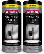 weiman stainless steel cleaning wipes [2 pack] - effortlessly eliminates fingerprints, residue, water marks, and grease on appliances such as refrigerators, dishwashers, ovens, grills, and more logo