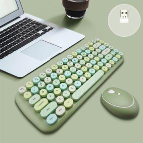 img 2 attached to 🎀 KBD Mini Wireless Keyboard Mouse Set – Round Keycap, Multi-Colour Green - Ideal for Girls!