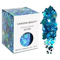 mermaid chunky glitter: 30g jar by karizma beauty - for festival ready face, body, hair, and nails logo