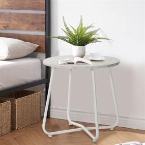 img 2 attached to 🪑 VECELO White Modern Faux Marble Round Side/End/Coffee/Snack Table with Storage Shelf Tray for Bedroom, Living Room or Outdoor
