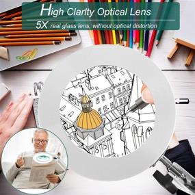 img 3 attached to 🔍 White LED Magnifying Glass Lamp with Desk Clamp, Krstlv Real Glass Lens, 5X Magnification, Stepless Dimmable, 3 Color Modes, Hands-Free Lighted Magnifier for Reading, Crafts, Close Work